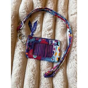 Vera Bradley NWOT Wild Roses Lanyard Keychain Zip Wallet Coin Purse